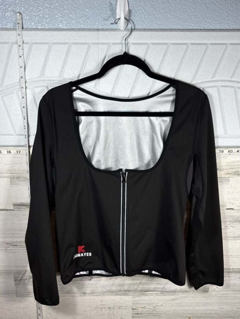 Kumayes Women's Long Sleeve Sauna Suit Zip Up Sweat Jacket Black